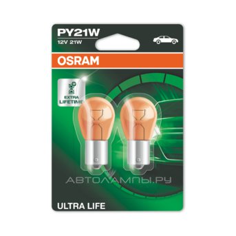 PY21W 12V-21W (BAU15s) (увелич. срок службы) Ultra Life (блистер 2шт.) 7507ULT-02B