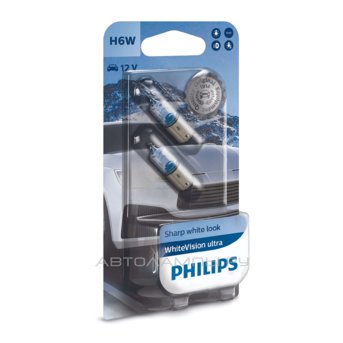 H6W 12V-6W (BAX9s) (абсолютно белый свет) White Vision ultra (блистер 2шт.) 12036WVUB2