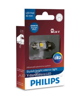 ����� Philips C5W LED Festoon T10,5x43 X-tremeVision LED 24V 1W (1 ��.)