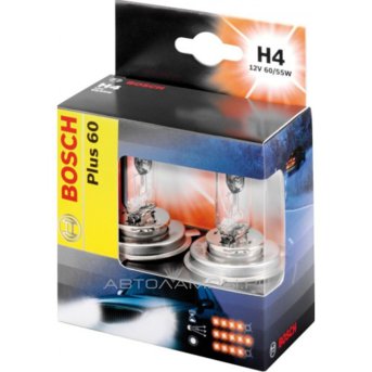 H4 12V- 60/55W (P43t) ( +60% света) Plus 60 (блистер 2шт.) 1987301085