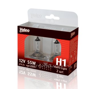 H1 12V- 55W (P14,5s) ( +50% света) + 50% Light (блистер 2шт.) 32602